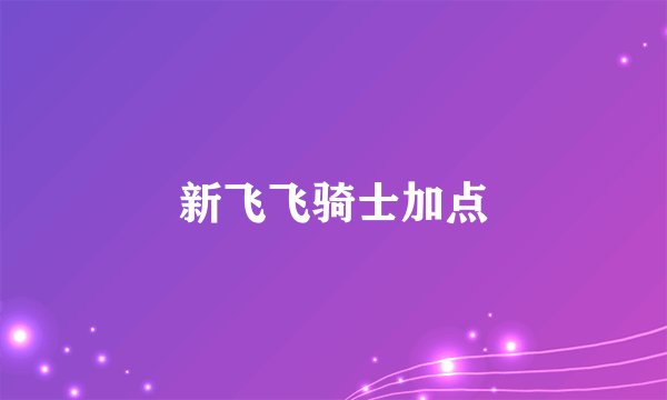 新飞飞骑士加点