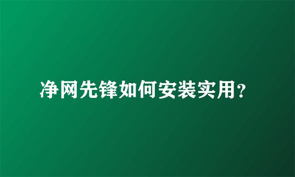 净网先锋如何安装实用？
