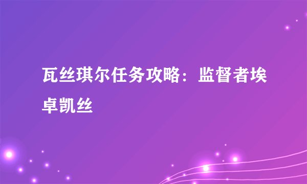 瓦丝琪尔任务攻略：监督者埃卓凯丝