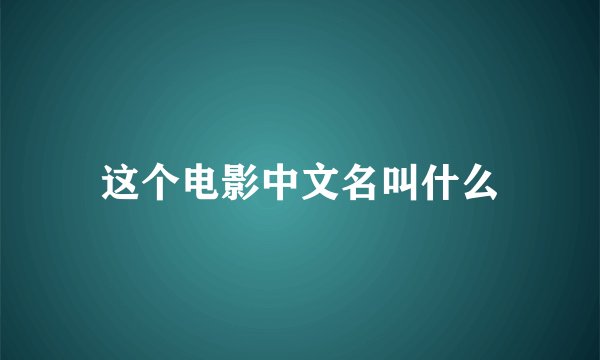 这个电影中文名叫什么