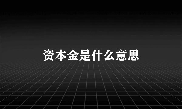 资本金是什么意思