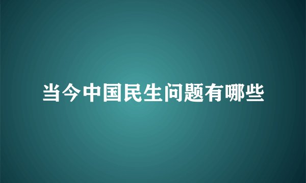 当今中国民生问题有哪些