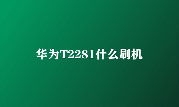 华为T2281什么刷机
