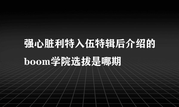 强心脏利特入伍特辑后介绍的boom学院选拔是哪期