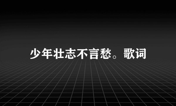 少年壮志不言愁。歌词
