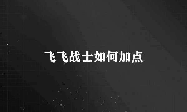 飞飞战士如何加点