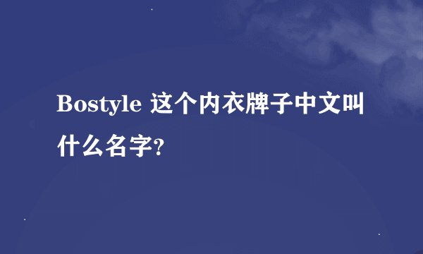 Bostyle 这个内衣牌子中文叫什么名字？