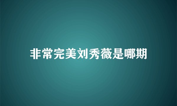 非常完美刘秀薇是哪期
