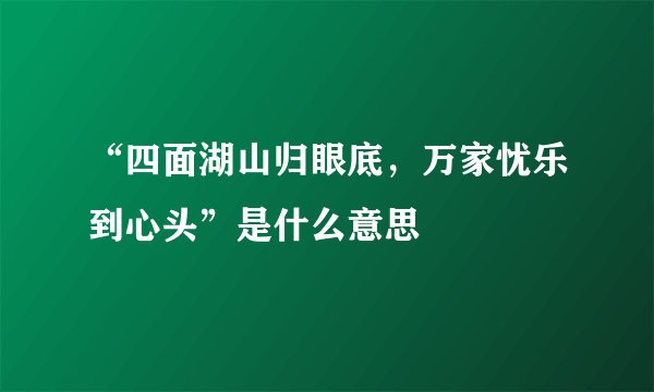 “四面湖山归眼底，万家忧乐到心头”是什么意思