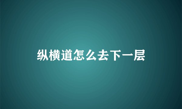 纵横道怎么去下一层
