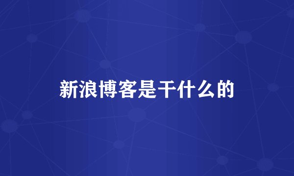 新浪博客是干什么的