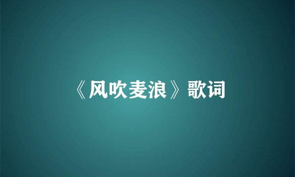 《风吹麦浪》歌词