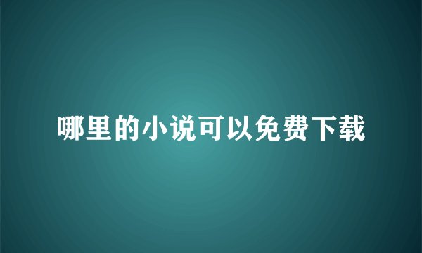 哪里的小说可以免费下载
