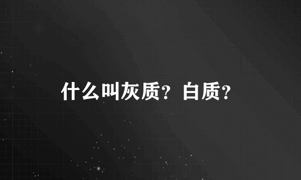 什么叫灰质？白质？