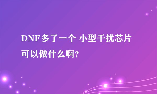 DNF多了一个 小型干扰芯片可以做什么啊？