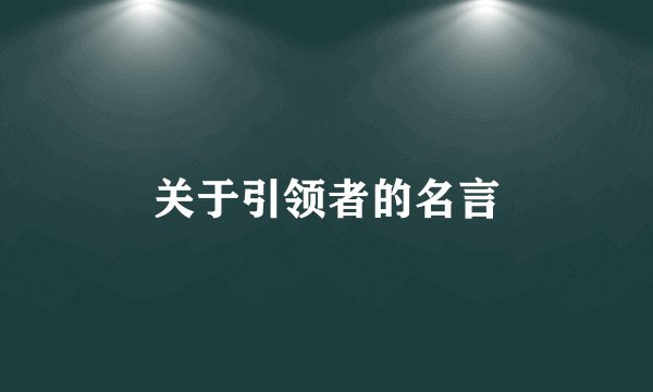 关于引领者的名言