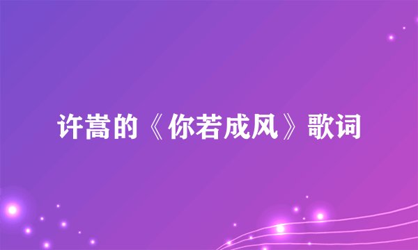 许嵩的《你若成风》歌词