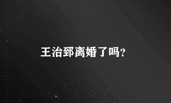 王治郅离婚了吗？