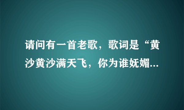 请问有一首老歌，歌词是“黄沙黄沙满天飞，你为谁妩媚，，，，，是谁反弹着琵琶，，，，，，，”歌名是什