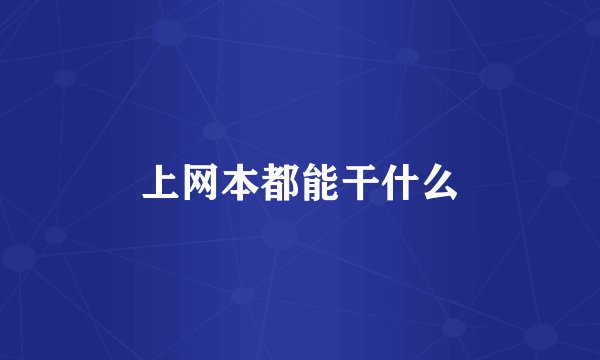 上网本都能干什么