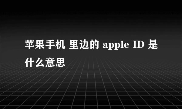 苹果手机 里边的 apple ID 是什么意思