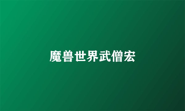 魔兽世界武僧宏