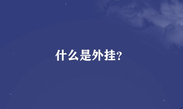 什么是外挂？