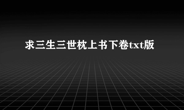 求三生三世枕上书下卷txt版