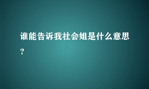 谁能告诉我社会姐是什么意思？