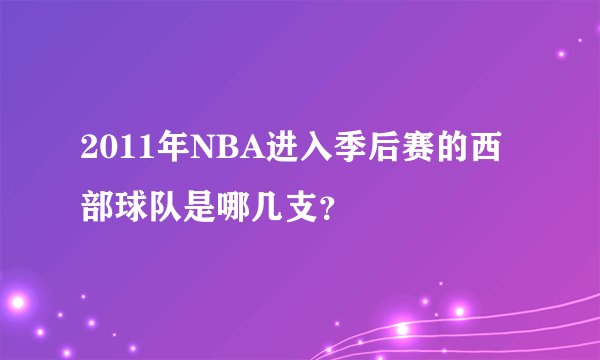 2011年NBA进入季后赛的西部球队是哪几支？