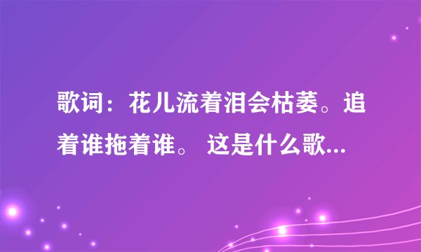 歌词：花儿流着泪会枯萎。追着谁拖着谁。 这是什么歌的歌词？