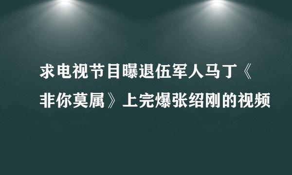 求电视节目曝退伍军人马丁《非你莫属》上完爆张绍刚的视频