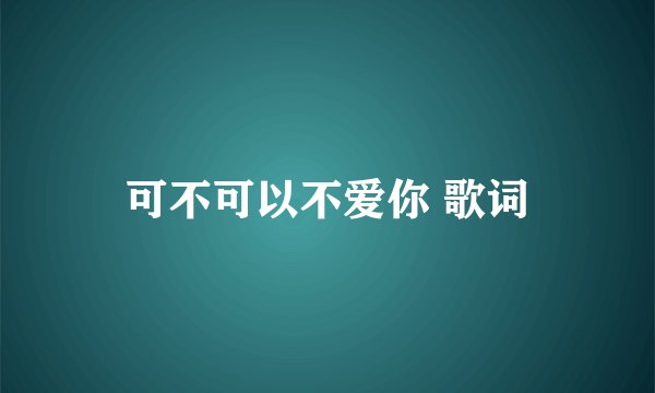 可不可以不爱你 歌词