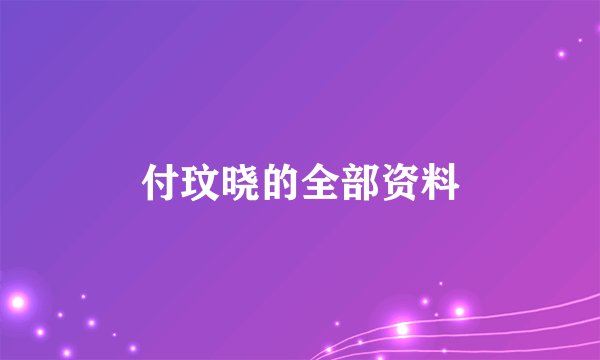付玟晓的全部资料
