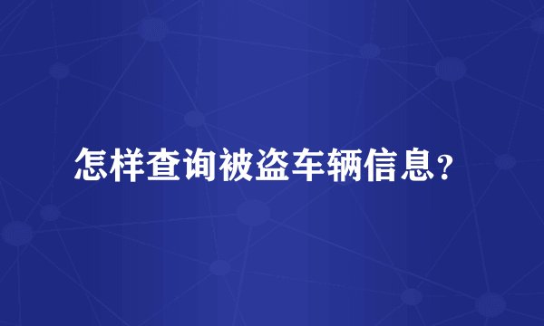 怎样查询被盗车辆信息？