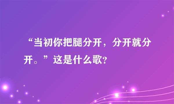 “当初你把腿分开，分开就分开。”这是什么歌？
