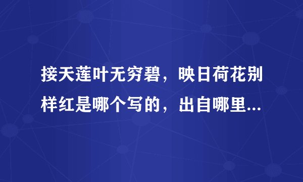接天莲叶无穷碧，映日荷花别样红是哪个写的，出自哪里（名称）