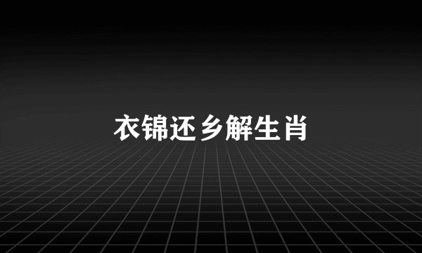 衣锦还乡解生肖