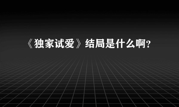 《独家试爱》结局是什么啊？