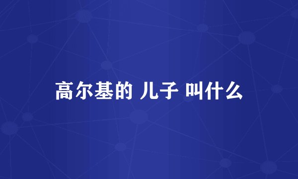 高尔基的 儿子 叫什么