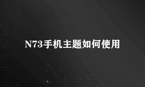 N73手机主题如何使用