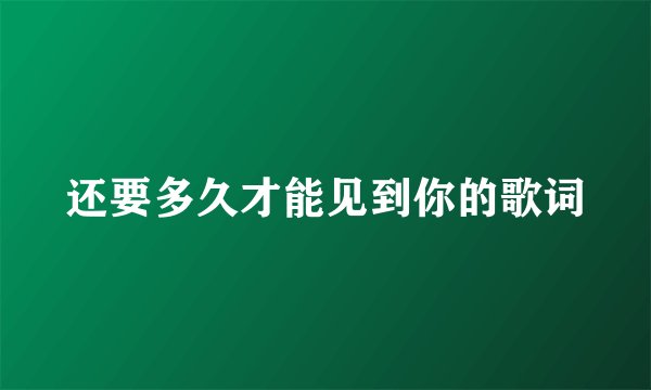 还要多久才能见到你的歌词