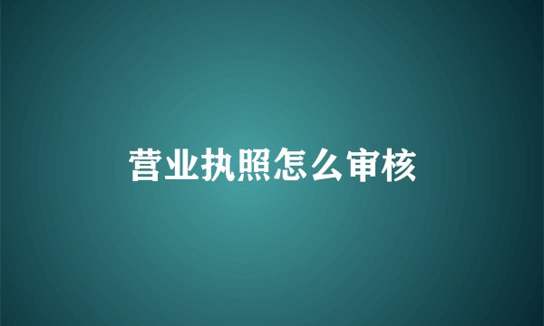 营业执照怎么审核