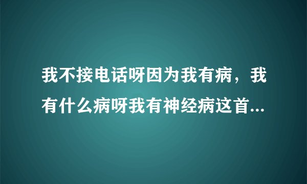我不接电话呀因为我有病，我有什么病呀我有神经病这首歌是谁唱的？怎样下载？