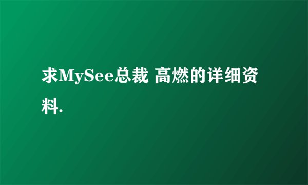 求MySee总裁 高燃的详细资料.