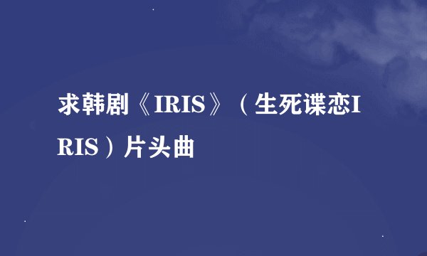 求韩剧《IRIS》（生死谍恋IRIS）片头曲