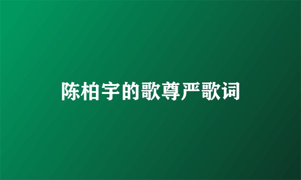 陈柏宇的歌尊严歌词