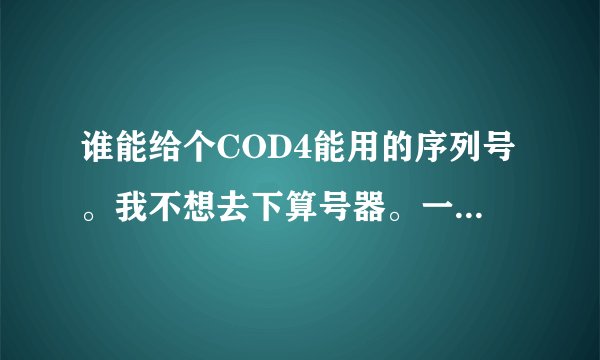 谁能给个COD4能用的序列号。我不想去下算号器。一定要给能用的！