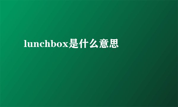 lunchbox是什么意思