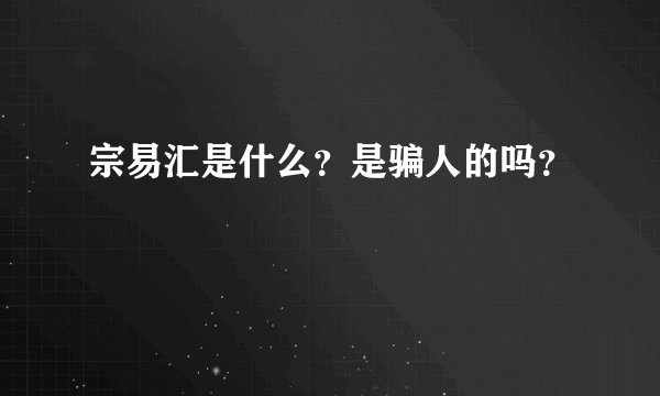 宗易汇是什么？是骗人的吗？